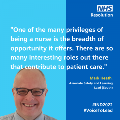 Quote from Mark Heath, Associate Safety and Learning Lead (South) for #IND2022 #VoiceToLead