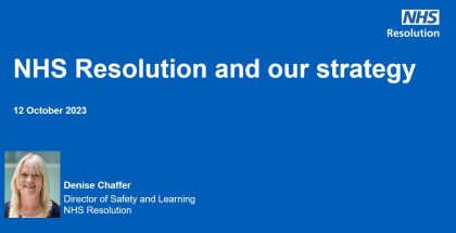 Cover slide from the NHS Resolution and our strategy slide deck