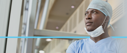 Surgeon in a hospital hall