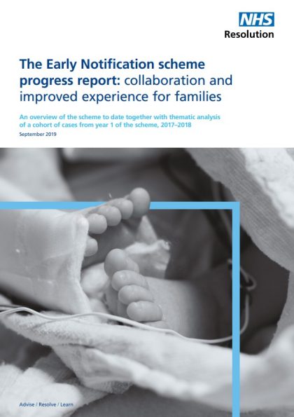 The Early Notification scheme progress report: collaboration and improved experience for families front cover