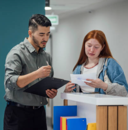 Decorative image of hospital admin conversation