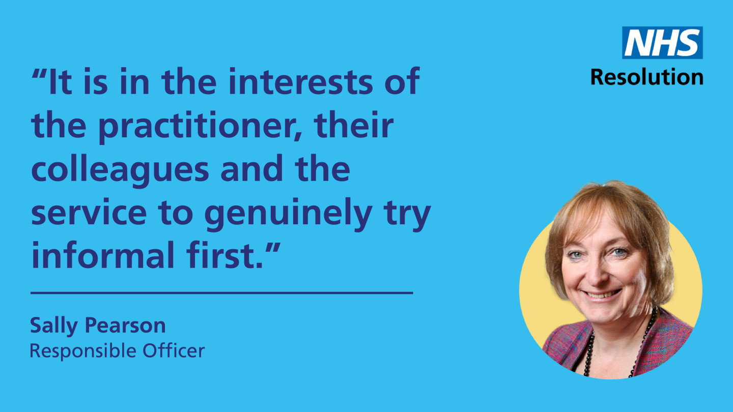 Image featuring quote from Sally Pearson: "It is in the interests of the practitioner, their colleagues and the service to genuinely try informal first."