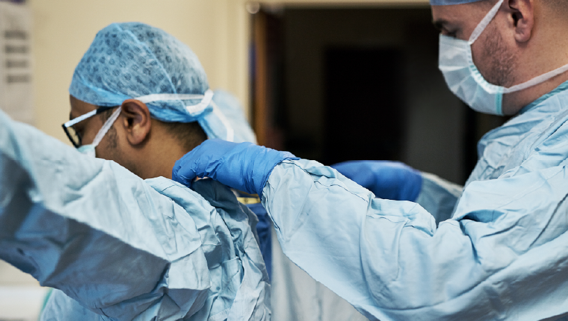 medical professionals preparing for surgery
